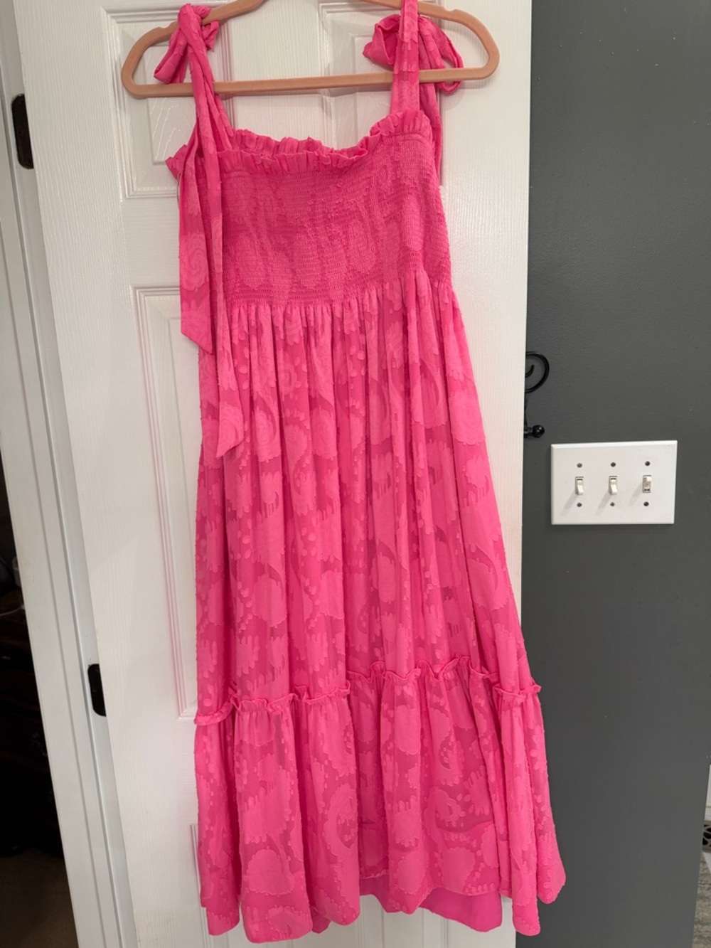 Lilly Pulitzer pink smock top dress size medium tie strap